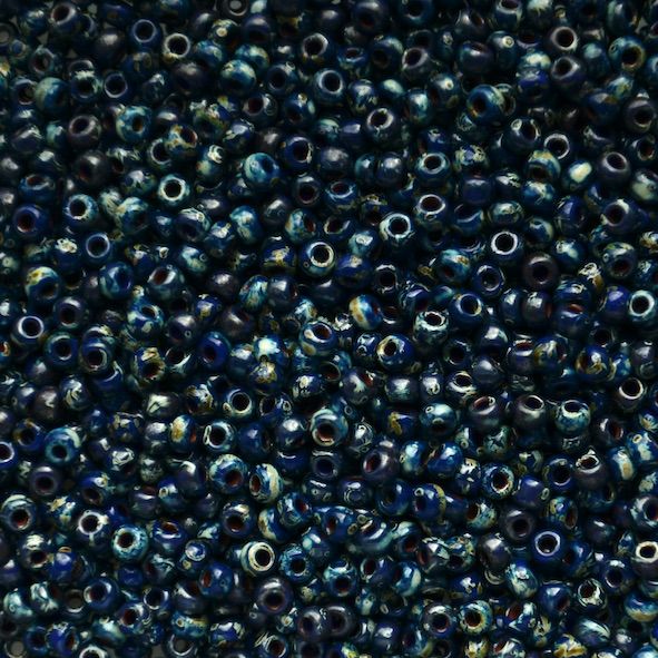 RC8-4518 Cobalt Picasso Size 8 Seed Beads