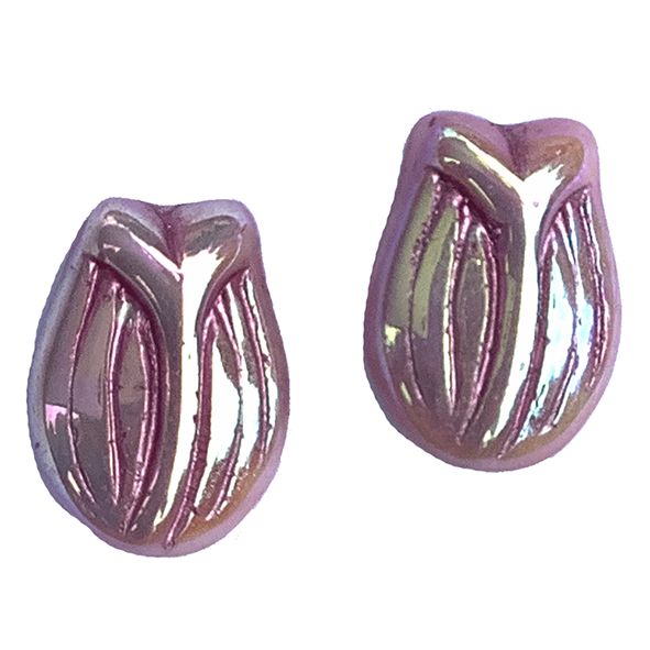 GL1650 16x11mm Pink AB Lustre Tulip Beads