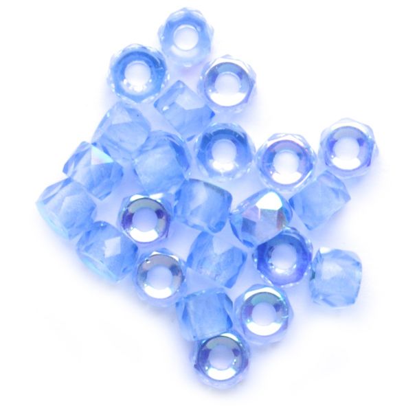 GL6312 6mm Blue AB Fire Polished Faceted Crow Bead