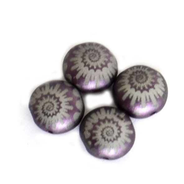 GL6460 8mm Purple Printed Candy Bead