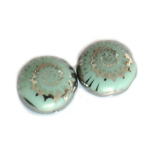 GL6461 12mm Teal Printed Candy Bead