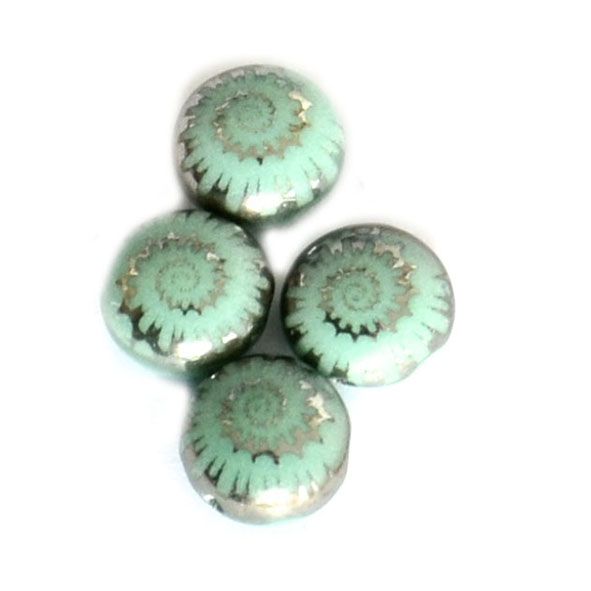 GL6462 8mm Teal Printed Candy Bead