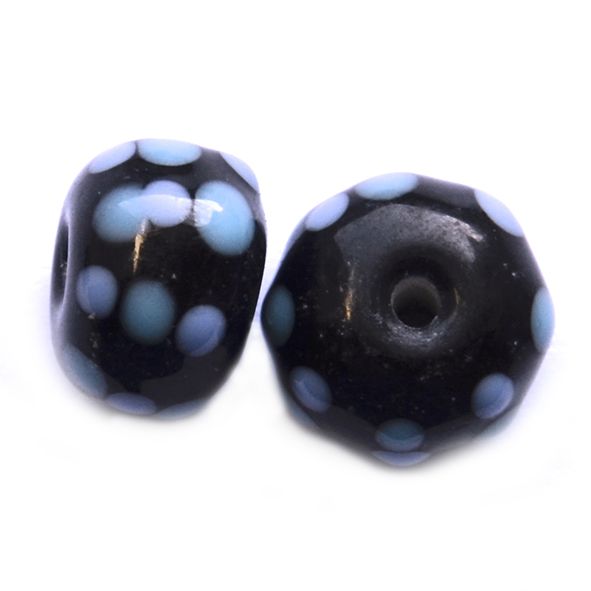 GL6534 Turquoise/Lilac Dots on Black Beads