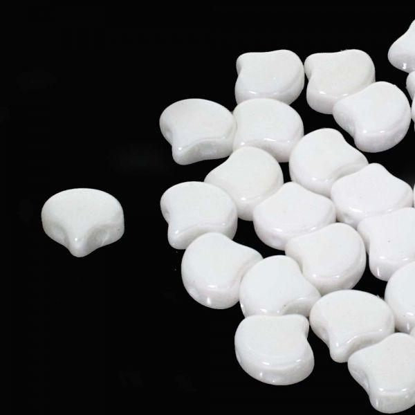 GNK018 White Lustre Ginko Beads