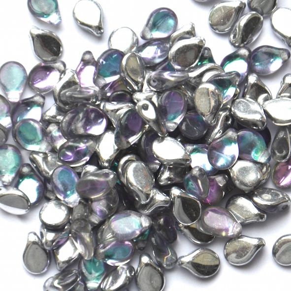 GL5726 Half SilverClear AB Pip Beads