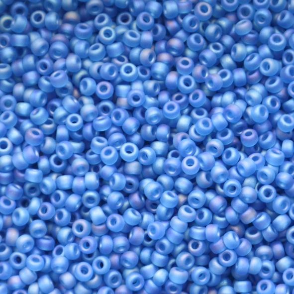 RC11-0149FR Mat Trans Capri Blue AB Size 11 Seed Beads