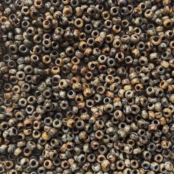 RC11-4517 Op Brown Picasso Size 11 Seed Beads