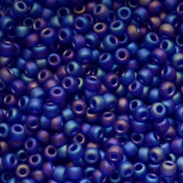 RC8-0151FR Matt Trans Cobalt Blue AB Size 8 Seed Beads