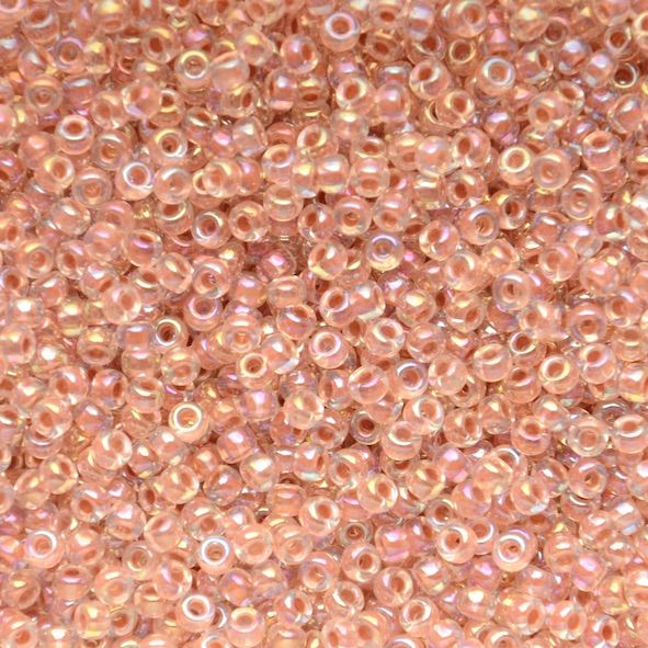 RC8-0275 Dk Peach Ld Crystal AB Size 8 Seed Beads