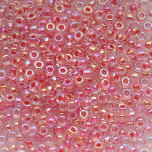 RC8-0276 Dk Coral Ld Crystal AB Size 8 Seed Beads