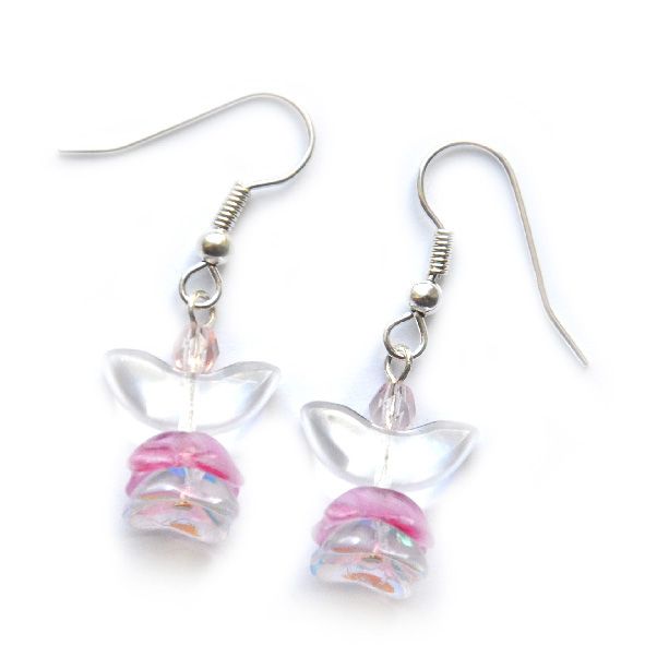 KT5211 Clear  Pink Angelic Earrings