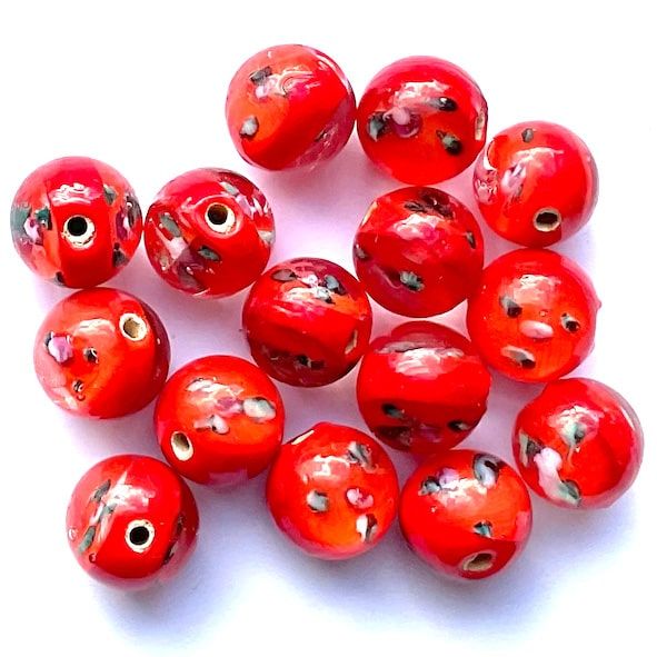 Dip651 14mm Red and Orange Window Beads