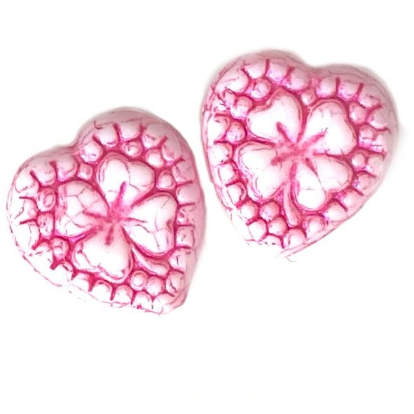 GL0644 16x15mm Pink/Rose Pink Embossed Heart