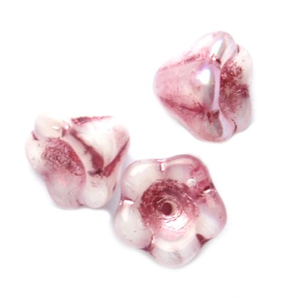 GL1748 6x8mm Pink Damask Baby Bell Flower Bead