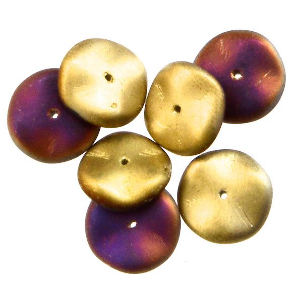 GL5832 Purple DichroicMatt Gold Ripple Beads