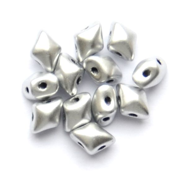 GL6216 4x6mm Frost Silver Diamond Bead