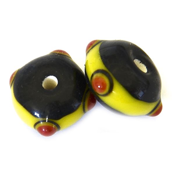 GL6616 Black Bead with Yellow Band and Red Dots