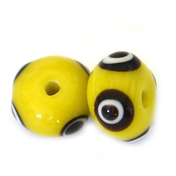 GL6620 Black and White Dot on Yellow Bead