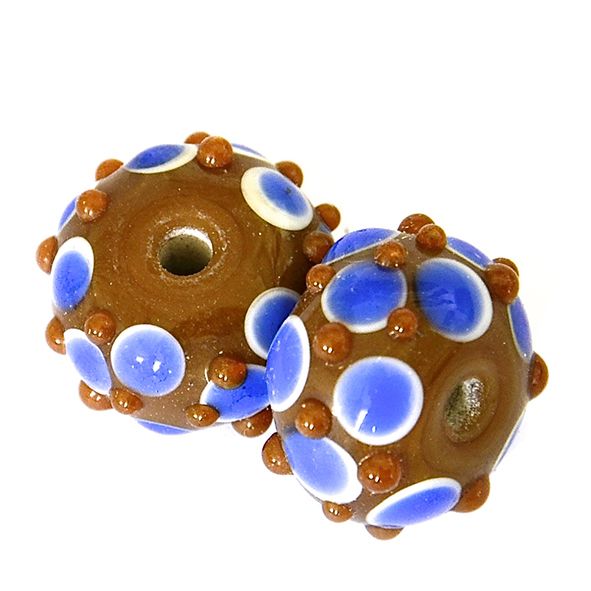 GL6654 Bright Blue/Toffee Rondelle Bead