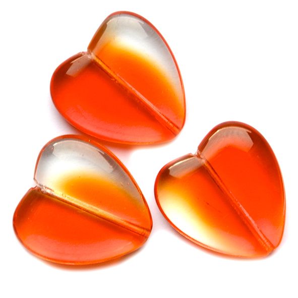 GL6714 Orange/Clear 22mm Heart