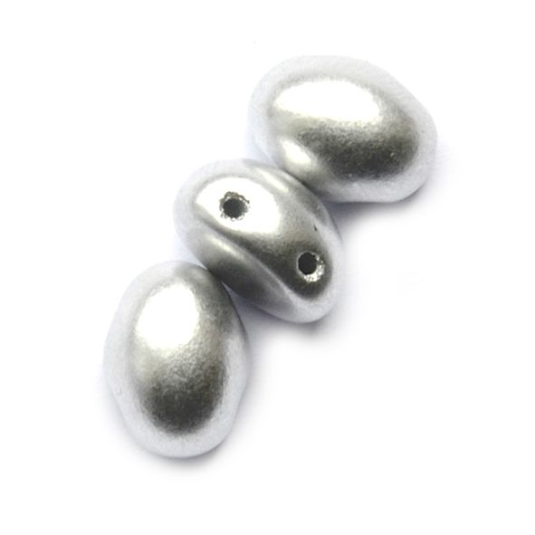 GL6721 8x5mm Met Silver Oval Candy Bead