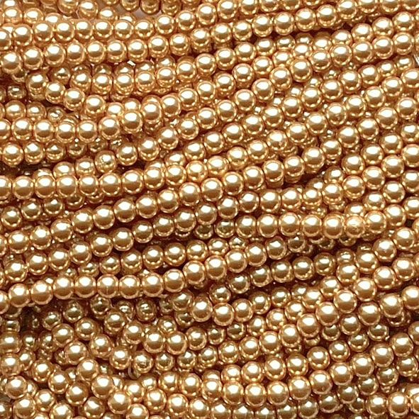 GP419 4mm Old Gold Glass Pearls