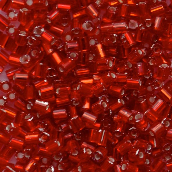 HEX107 Silver Lined Red Size 8 Hex Beads