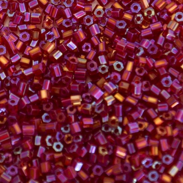 HEX110 Trans Red AB Size 11 Hex Beads