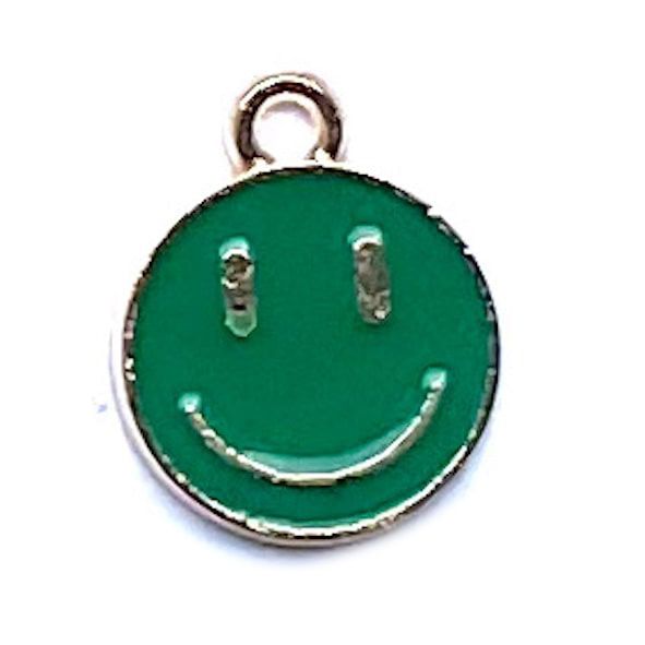 MB120 Green 14mm Smiley Face Charm