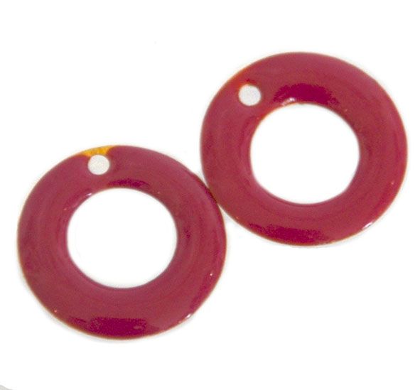 MB435 15mm Pink Double-Sided Enamelled Brass Circle Link