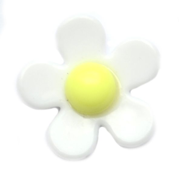 PB172 22mm Acrylic White and Yellow Flower Bead