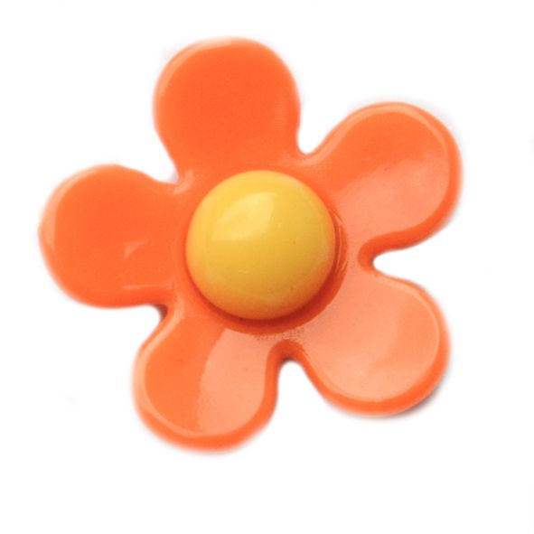 PB175 22mm Acrylic Orange and Yellow Flower Bead