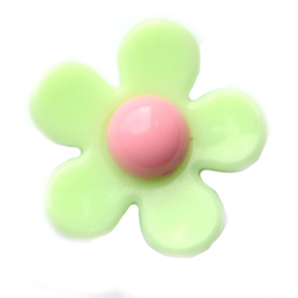 PB176 22mm Acrylic Eau de Nil and Pink Flower Bead