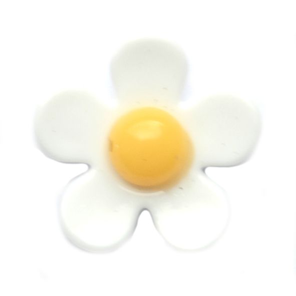PB177 22mm Acrylic White and Buttercup Yellow Flower Bead