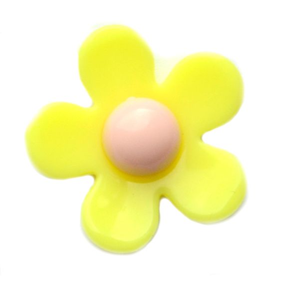 PB179 22mm Acrylic Yellow and Pink Flower Bead