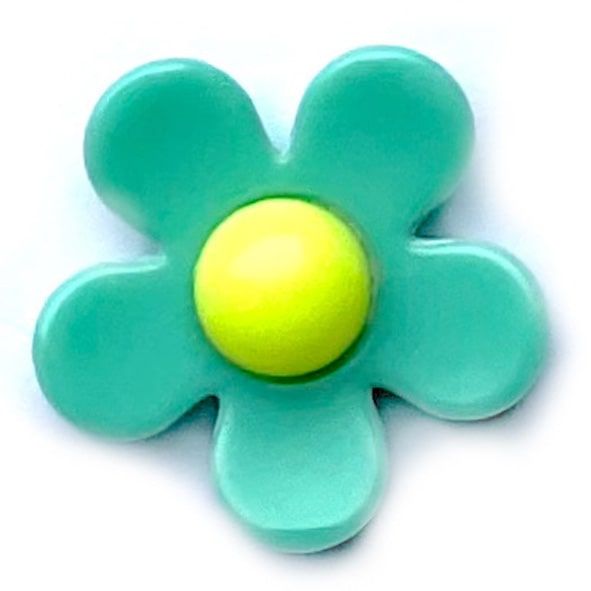 PB182 22mm Acrylic Green and Yellow Flower Bead