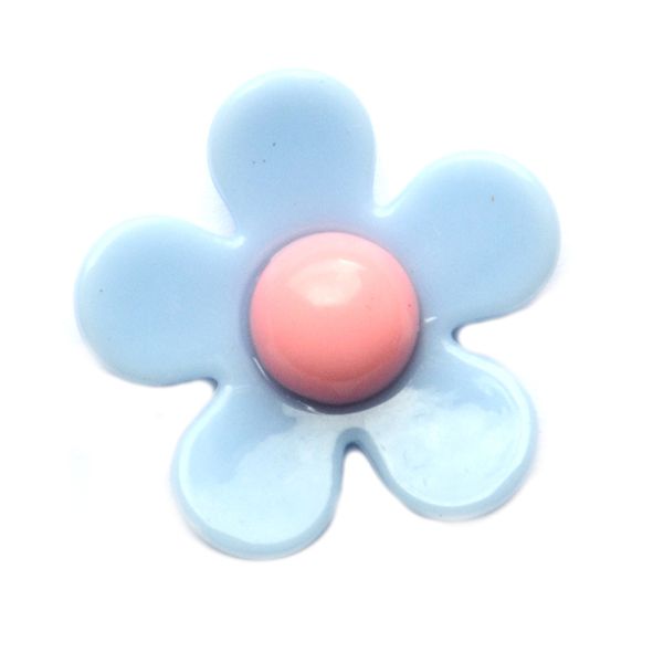 PB183 22mm Acrylic Blue and Pink Flower Bead