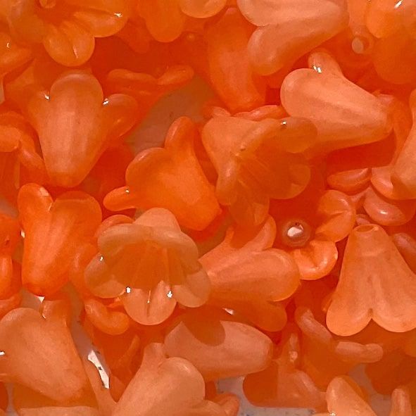 PB259 Soft Orange 12x14mm Fuchsia Flower Bead