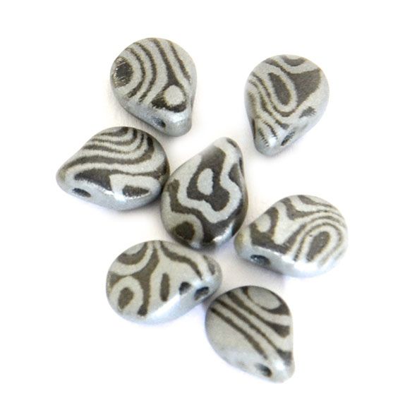 GL5756 Grey Patterned Pip Bead