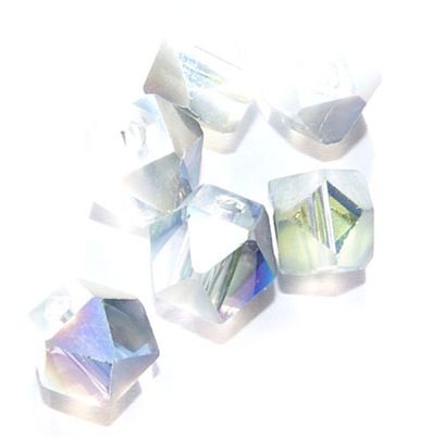 GL3324 7mm Frost Clear AB Faceted Cube