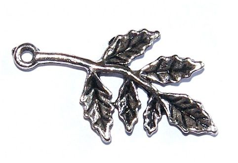 MB854 30x16mm Antique Silver Metal Leaf Sprig Pendant
