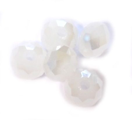 CC1261 4x6mm Faceted White Pearl Lustre Rondelle