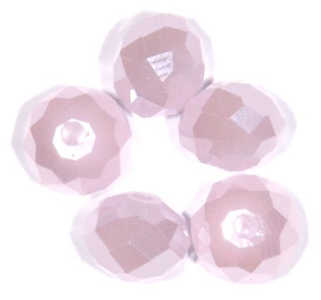 CC1303 6x8mm Faceted Pink Pearl Lustre Rondelle