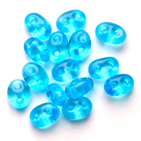 TW031 Transparent Turquoise Twin Beads