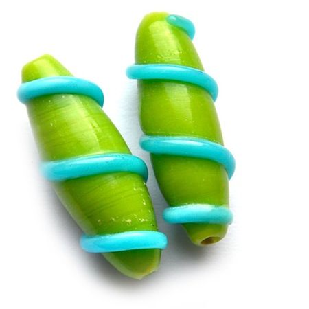 GL3940 30x10mm Lime and Turquoise Coiled Oval
