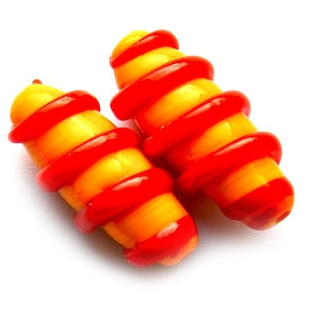 GL3943 30x10mm Orange and Red Coiled Oval