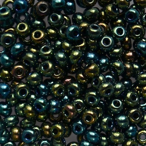 RC658 Op Green Scarab Size 6 Seed Beads