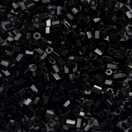 HEX757 Black Size 11 Hex Beads