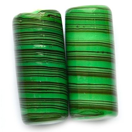 GL5056 22x10mm Stripy Emerald Tube