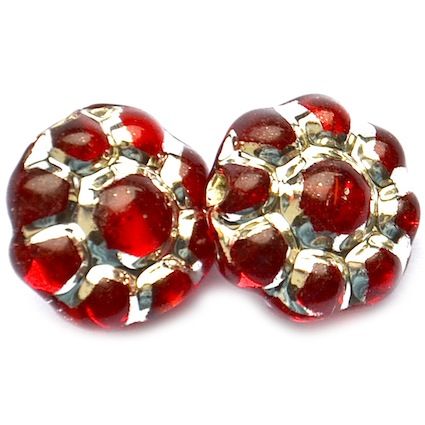 GL5348 18mm Red Silver Edged Flower Disc